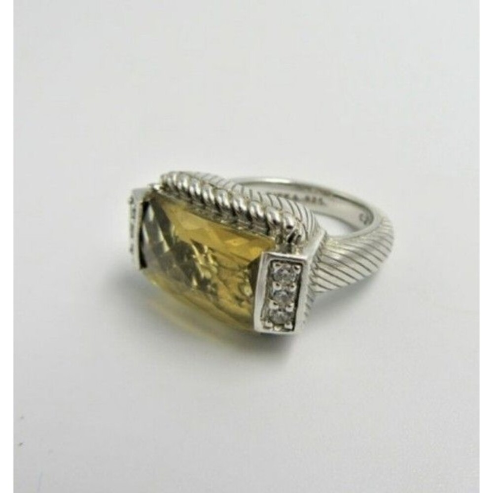 Vintage JUDITH RIPKA RING 925 Sterling Silver Yellow Citrine Cocktail Ring S-7